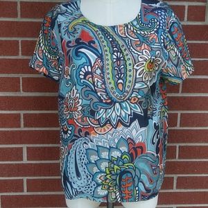 J.Crew Paisley Multi Color Satin Blouse